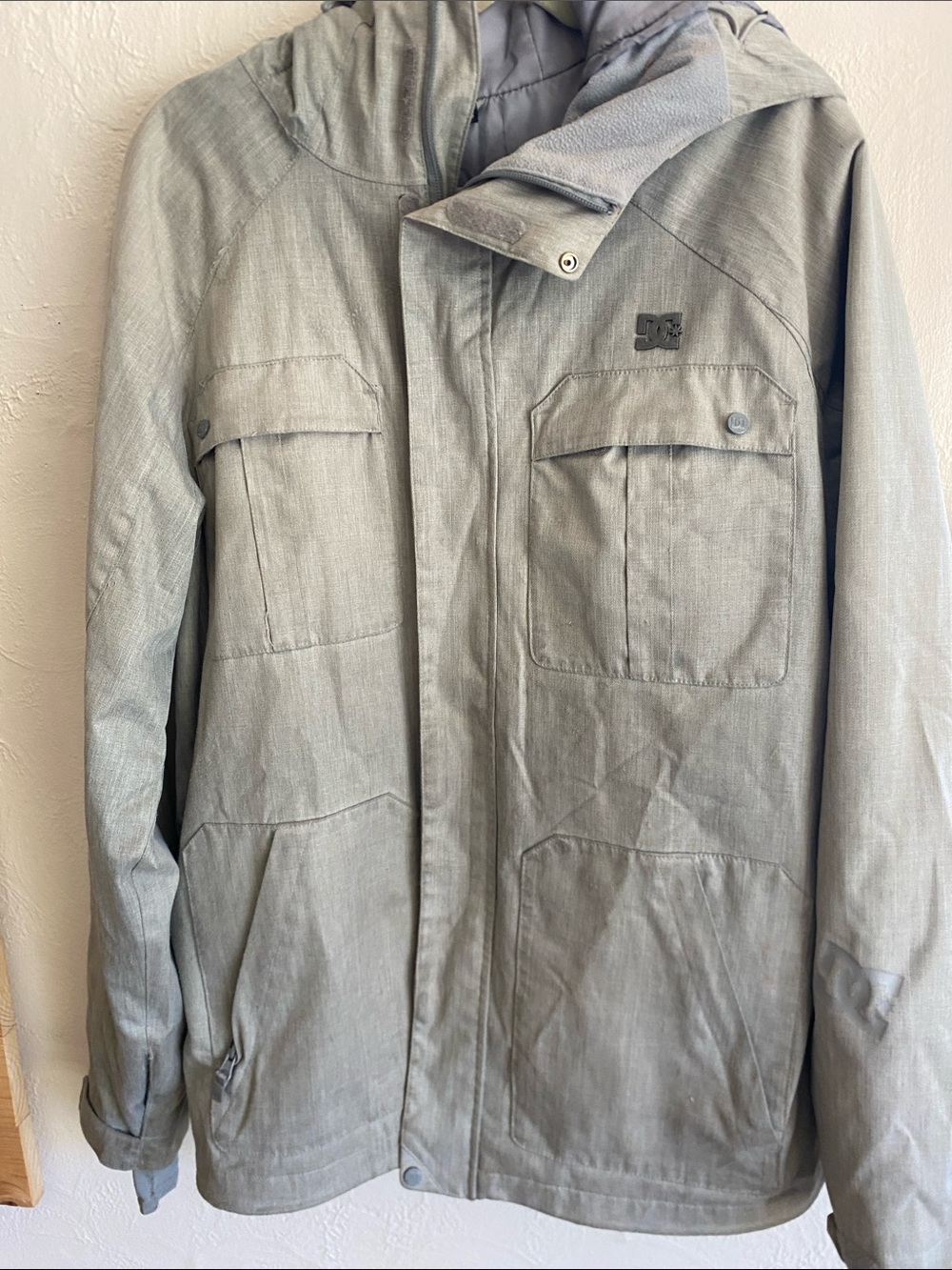 DC Men's Hooded Jacket in Light Gray